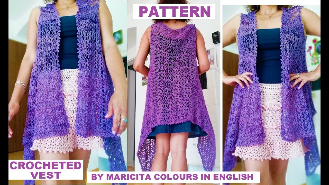 CROCHETED  BOHO STYLE VEST PATTERN by MARICITA IN ENGLISH #crochet #jacket #woman #crocheted #knit