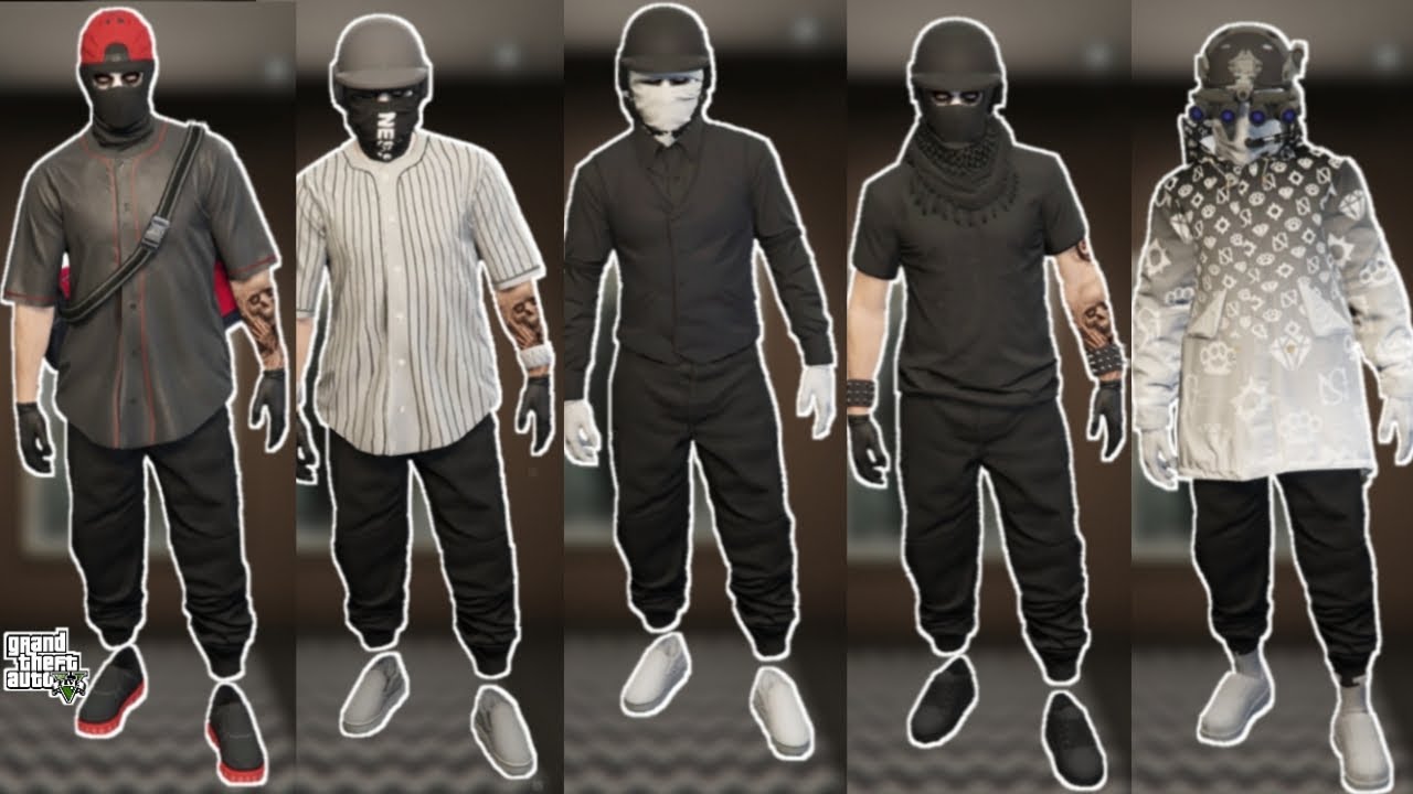 5 BLACK JOGGERS TRYHARD OUTFITS - GTA 5 ONLINE