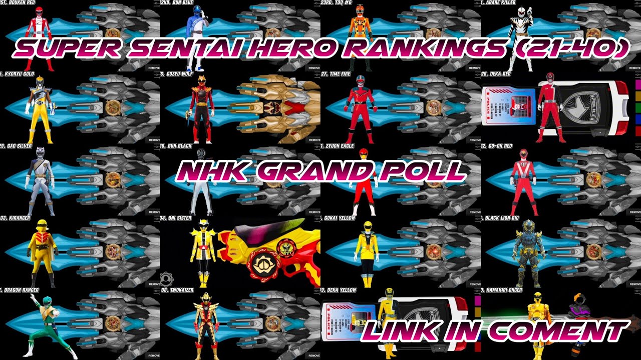 Super Sentai Hero Rankings (21–40) – NHK Grand Poll - Super Sentai Item Apk