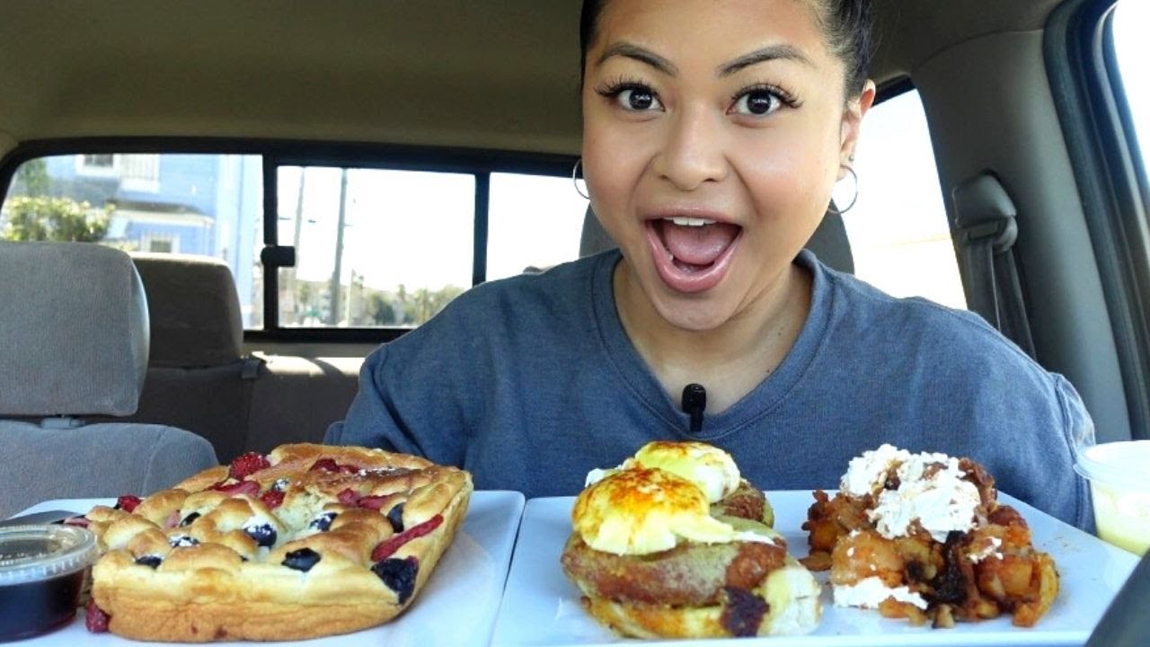 BREAKFAST MUKBANG !! (Crab Cake Eggs Benedict + Fruit Souffle)