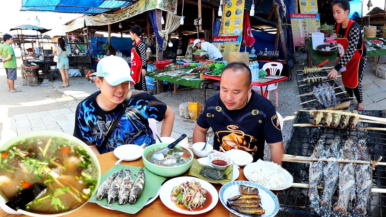 ทานข้าวเช้าที่รีมสนามบินวังเวียงต้องกีนปลาแม่นำชอง ต้มปลากด ปิ้งปลาลาด ปี้งปลาบู่สมตำหกไค👍ຈັດເຕັມ👌