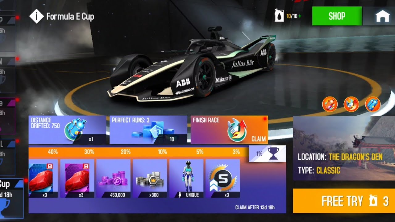 Asphalt 8 Formula E Cup 🌟 59:151 Dragon's Den Formula E gen2 free try ⚡ 