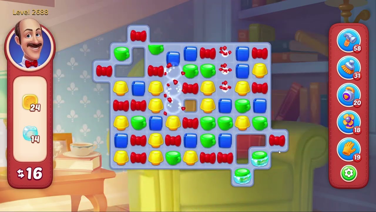 Homescapes Level 2688 - 25 Moves - No Boosters