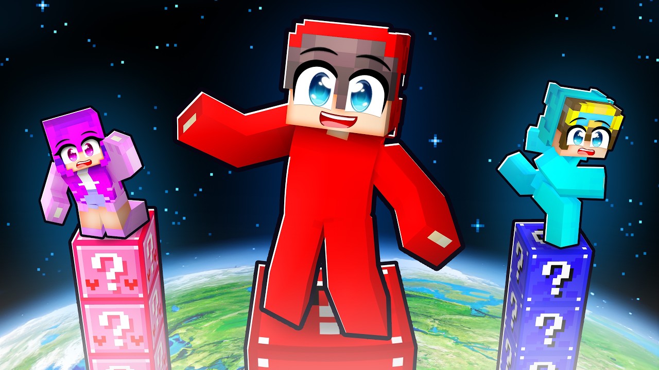 Выживание на одном столбе Lucky Block в Minecraft