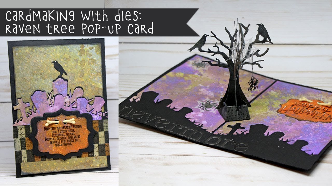 Cardmaking with Dies   Raven Tree Halloween Pop up Card