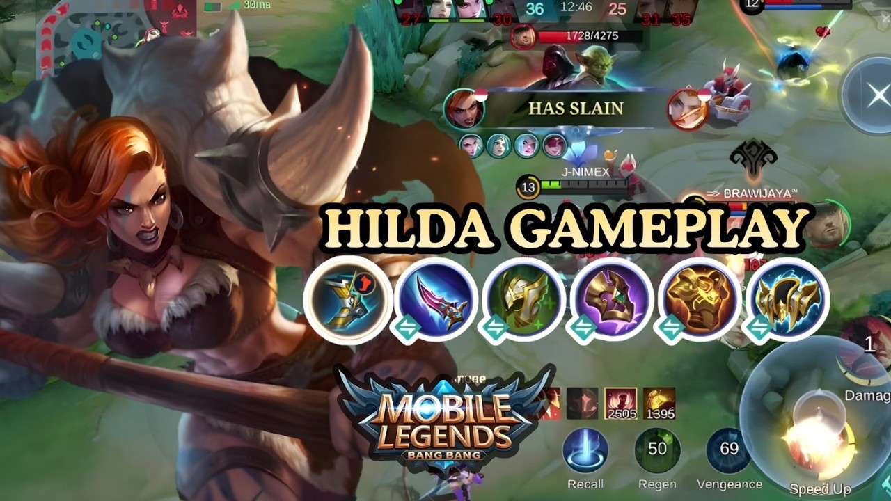 Hilda Full Aggressive! Bush Ambush Destroying Enemies — Mobile Legends 🪓🔥