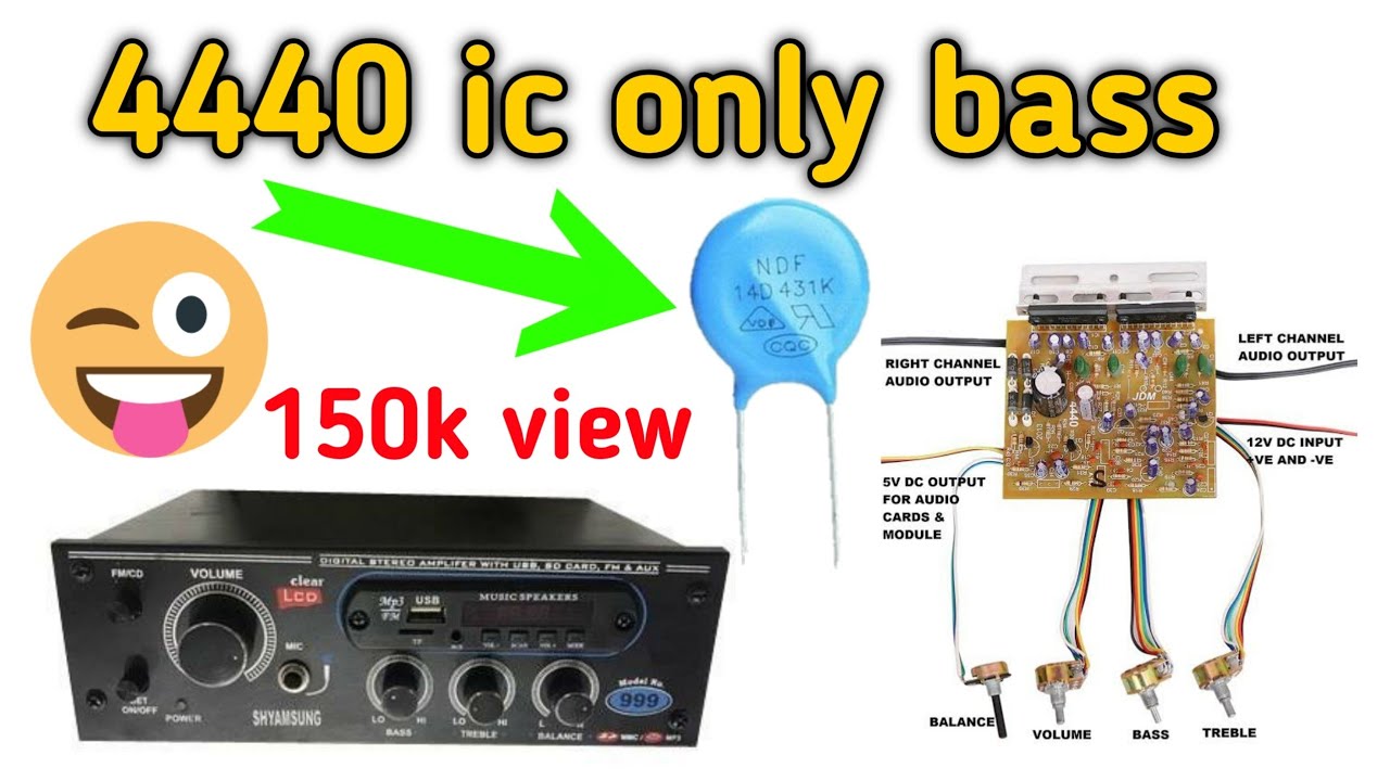4440 ic amplifier only bass circuit//amplifier 4440 bass filter //#electronicsverma