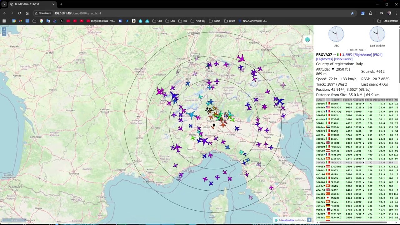 ADS-B Receiver - Raspberry pi zero 2W + rtl-sdr usb. PCB Antenna on roof