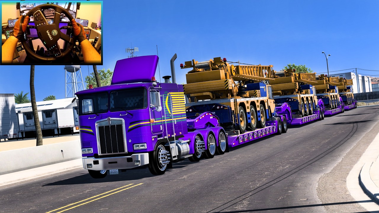 INSANE Oversize Crane Transport! Kenworth K100 + Quad Low Bed Setup | ATS Heavy Hauling