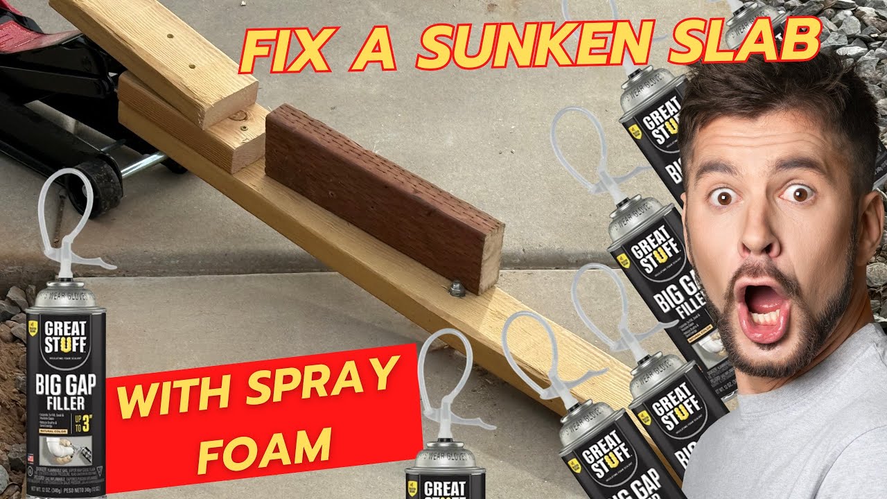 Spray Foam Sidewalk Repair. Cheaply & Easily Raise Sunken Sidewalk Slab. DIY Concrete Leveling.