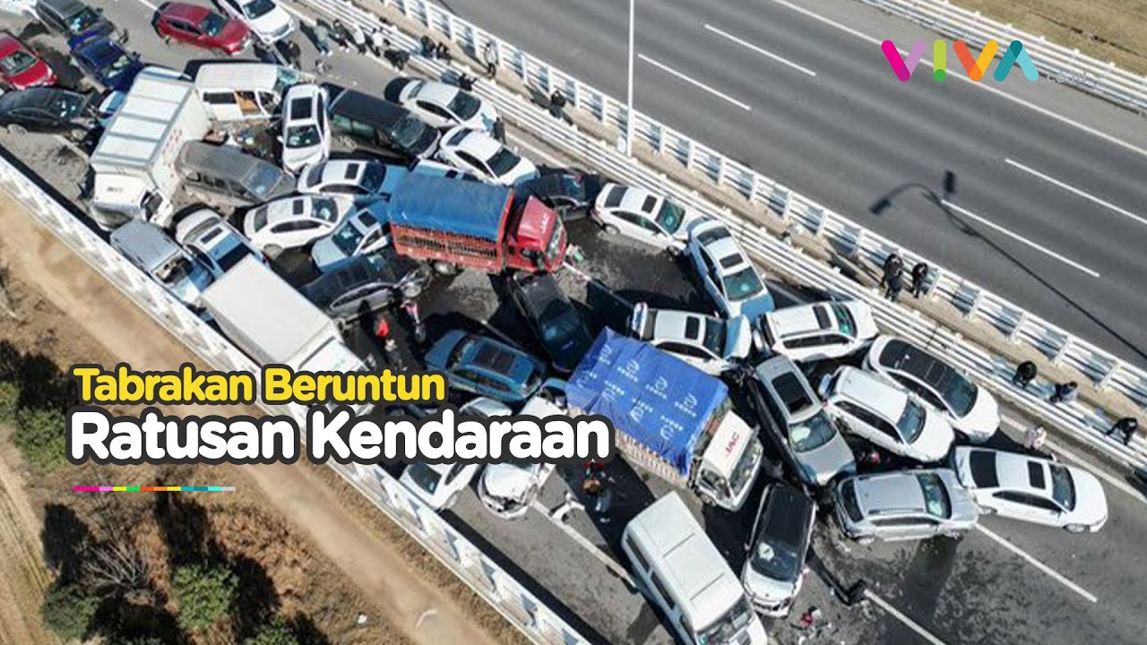 Ngeri, Ratusan Mobil Tabrakan Beruntun di China