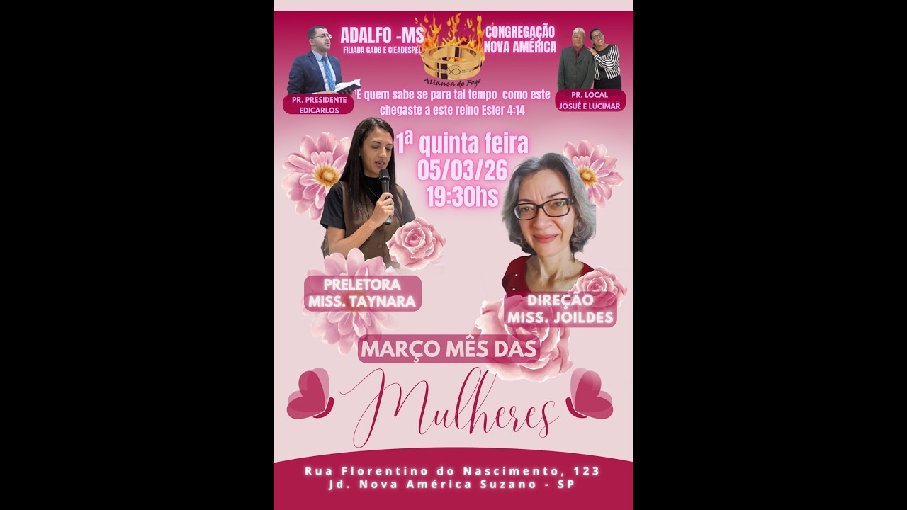 Miss. Taynara Ministração -''Se tão somente tocar nas suas vestes, sararei'Marcos 5:24-34 05/03/2026