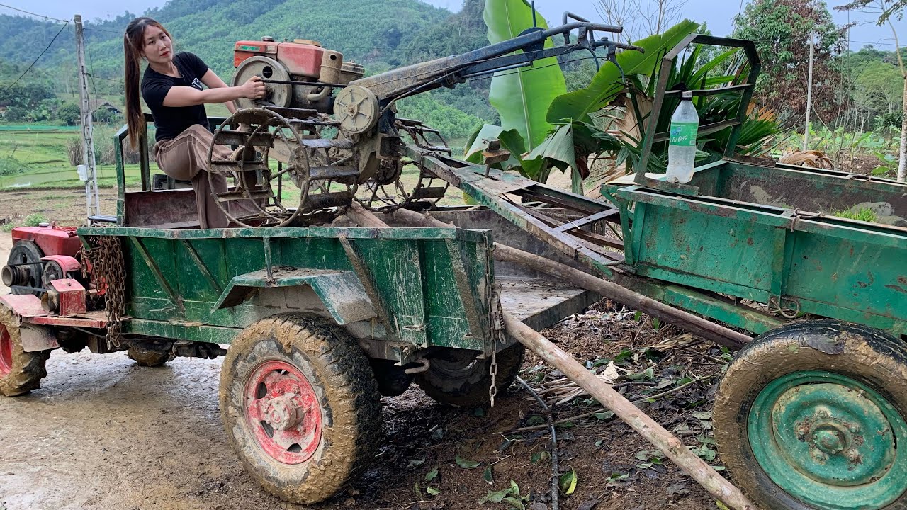 agricultural vehicles transporting construction materials