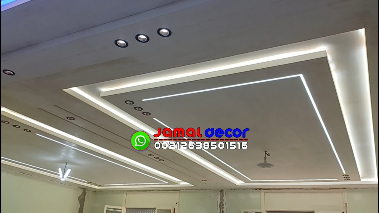 تركيب ديكور جبس 3 صالونات بالليد بروفايل ديكورات جبس صالونات ديكورات الجبس المغربي