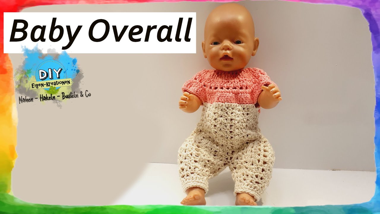 Barbi Born Puppe 42cm, Overall, Sommeroverall zum selber Häkeln