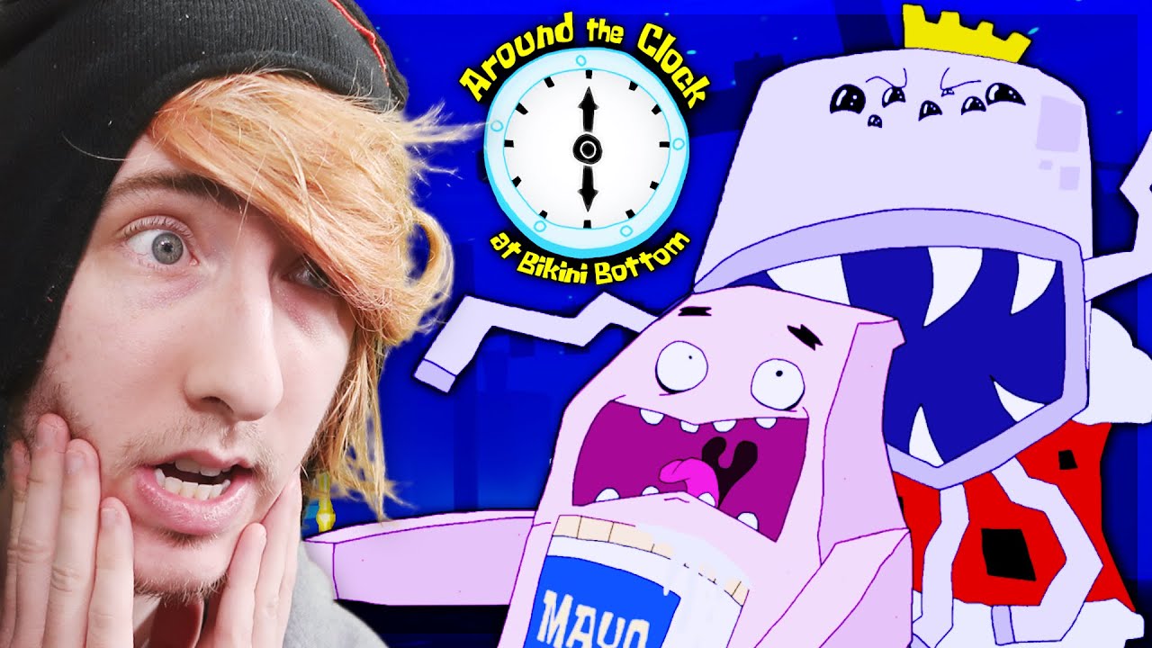AROUND THE CLOCK AT BIKINI BOTTOM | Part 1/2 | KreekCraft Reacts