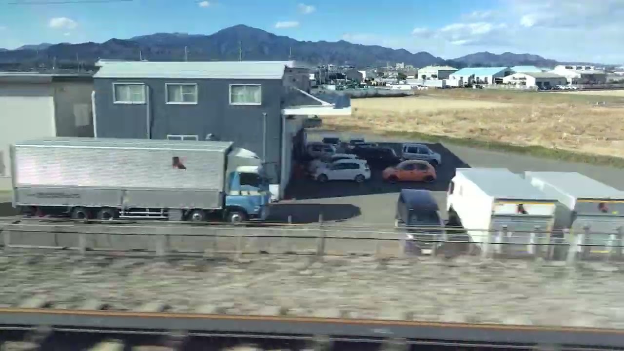 東海道新幹線 側面展望 新横浜～静岡～大井川通過まで 富士山見えるが、やや雲多し