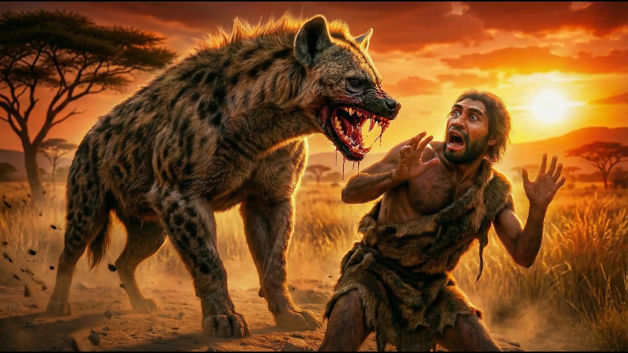 HUMAN EATING HYENAS vs HOMO ERECTUS