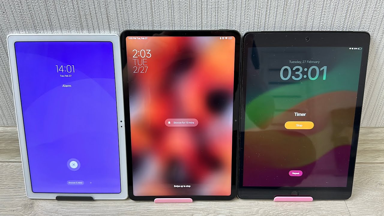 Xiaomi Pad6 vs IPad 8 alarm Clock Samsung tab A7 timer