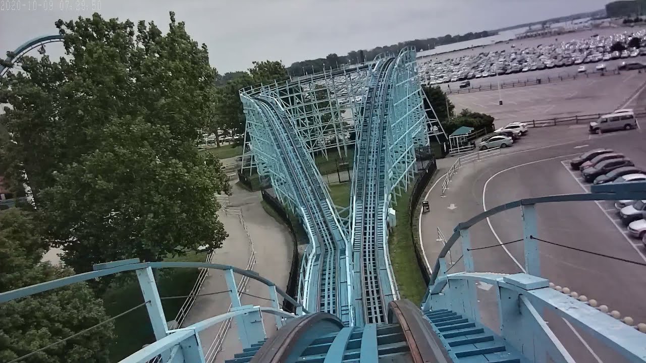 Blue Streak Wooden Roller Coaster Cedar Point FRONT ROW POV Philadelphia Toboggan Company