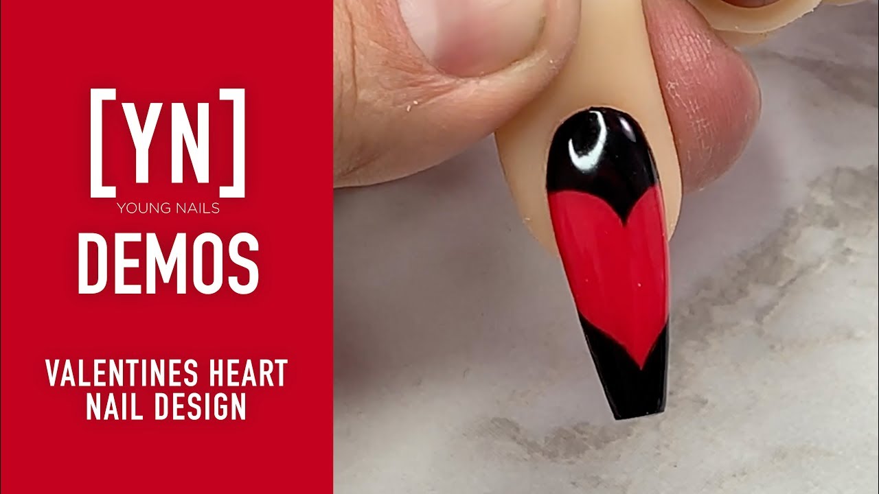 Young Nails Nail Demo - Valentines Heart Nail Design - Acrylic/Mission Control Color Gel