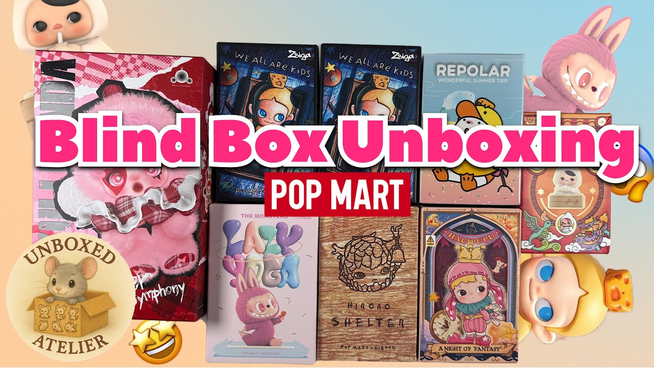 Relaxing No Talking Blind Box Unboxing | Pop Mart | Labubu Hirono Zsiga Pucky Skullpanda | ASMR