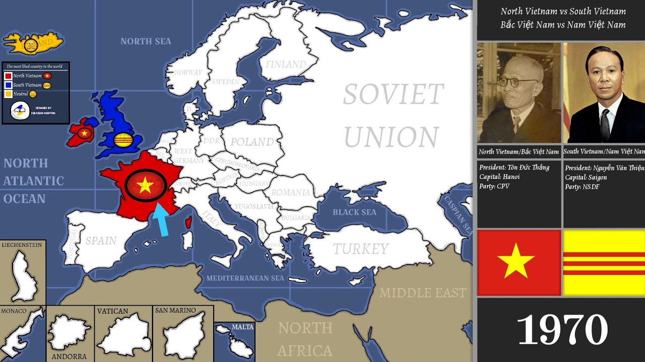 North Vietnam vs South Vietnam the most liked country in the world (1970)