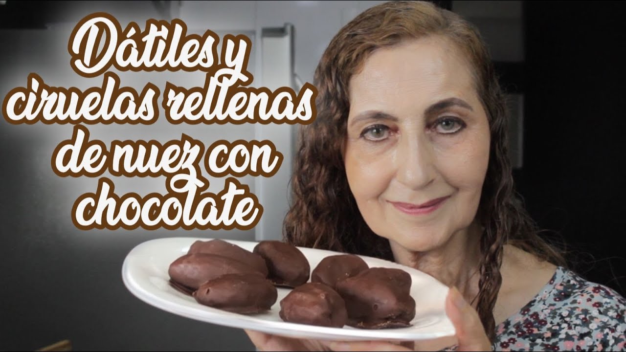 DÁTILES Y CIRUELAS RELLENAS DE NUEZ CON CHOCOLATE, SOLO 3 INGREDIENTES - MARINA COCINA