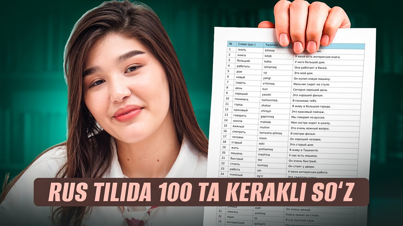 RUS TILIDA ENG KO'P ISHLATILADIGAN 100 TA SO'ZNI O'RGANAMIZ | ZAYNAB KASIMOVA