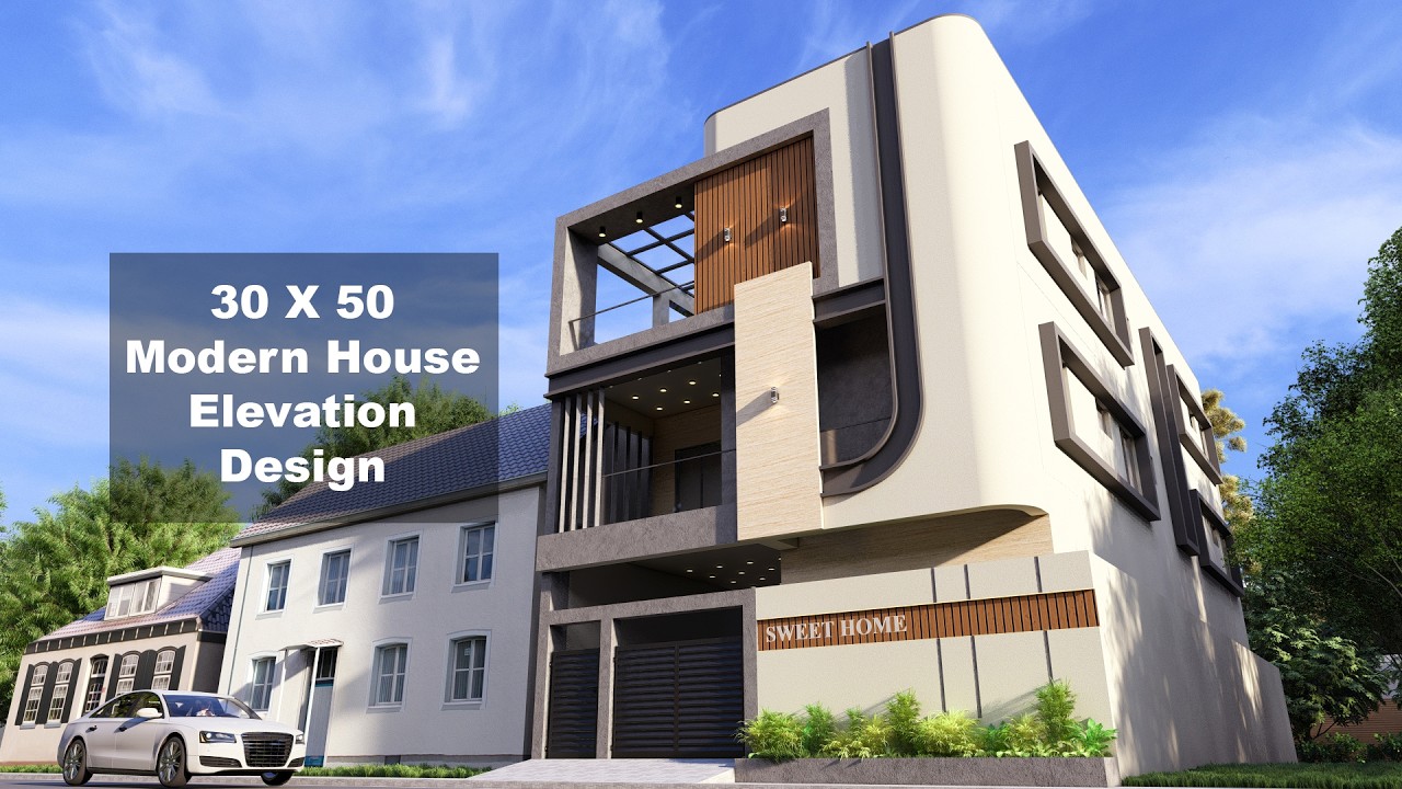 30x50 Modern House Design | 3D Elevation | MDF Architecture