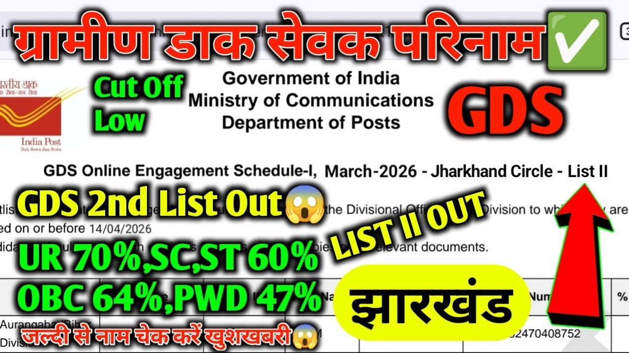 Indian Post Office 2nd Merit List | GDS Result 2nd List 2026 | How To Download GDS List Jharkhand |