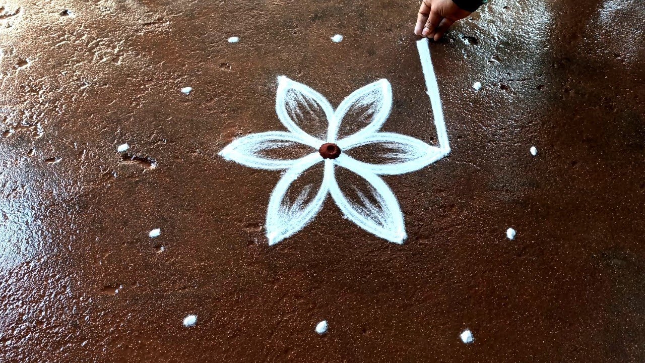 Thai madham simple flowers kolam|5*3 thaipusam special rangoli| daily simple rangoli| super rangoli