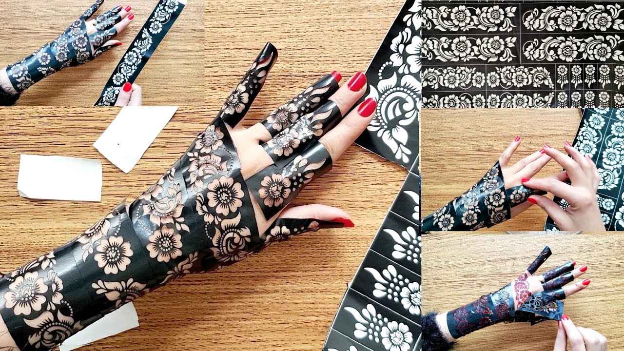 اجمل وأرق لواصق الحناء استكرات نقش رائعة جدا Arabic henna mehndi stickers for  hand mehndi designs