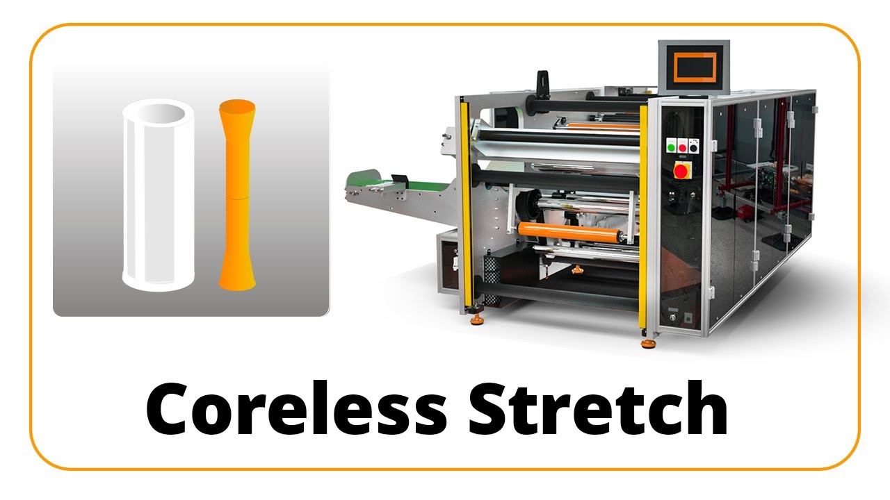 Rewinder for coreless stretch film (pallet wrap without paper core)