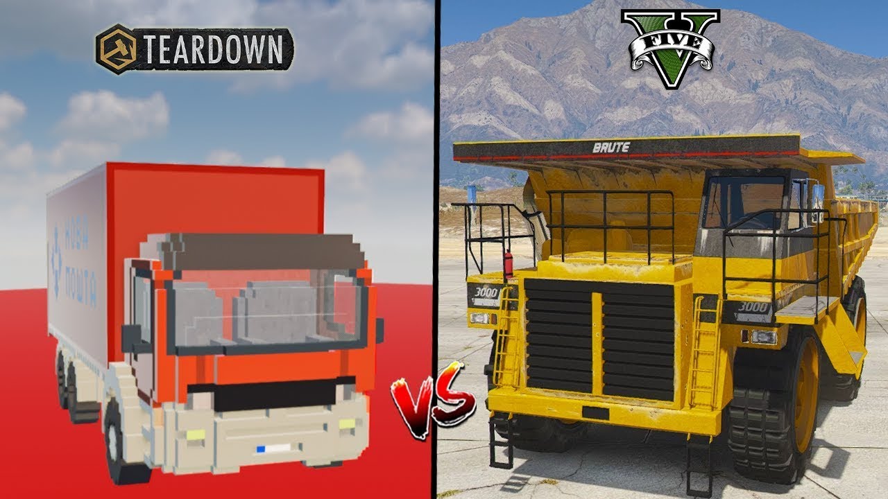 TEARDOWN GIANT DUMP TRUCK VS GTA 5 MAN TRUCK - WHICH IS BEST ?