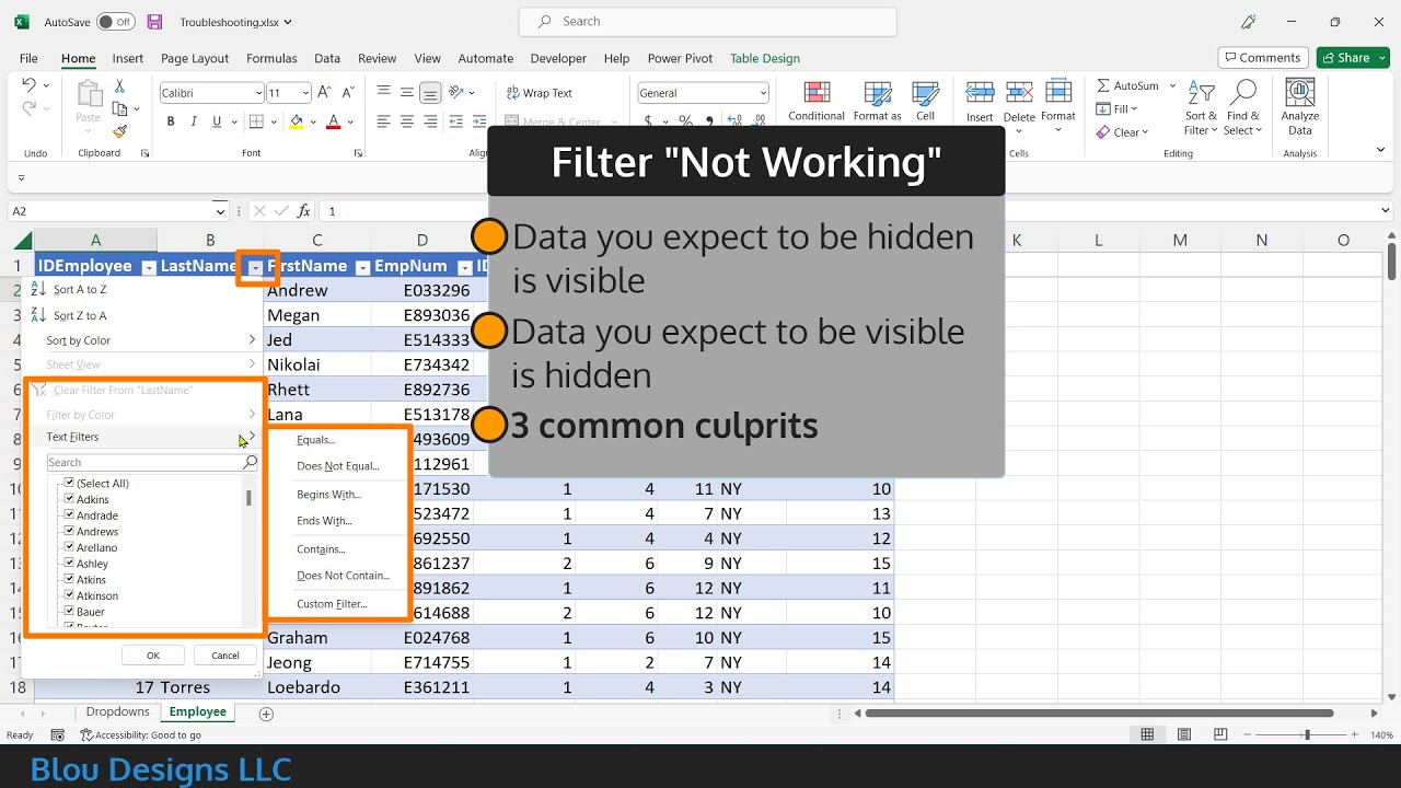 Table filter not working? | Troubleshooting Excel