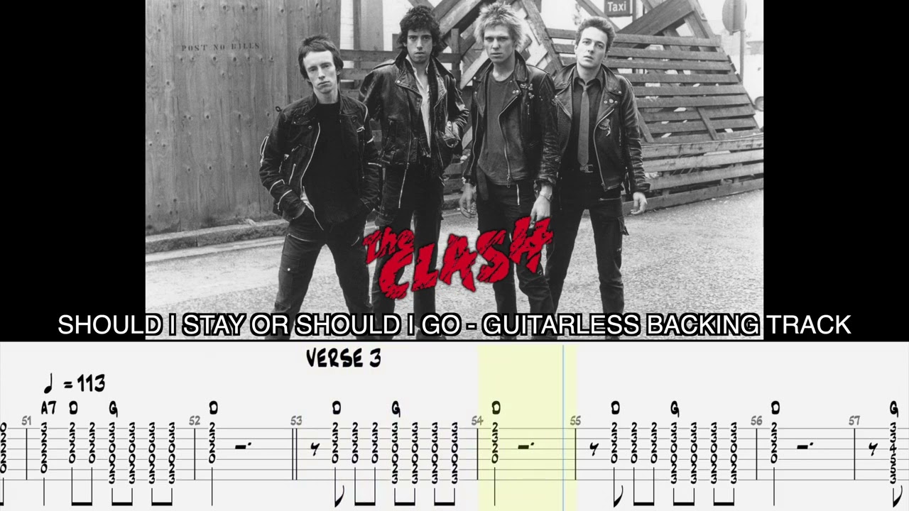 THE CLASH - Should i stay or should i go [GUITARLESS BACKING TRACK + TAB]