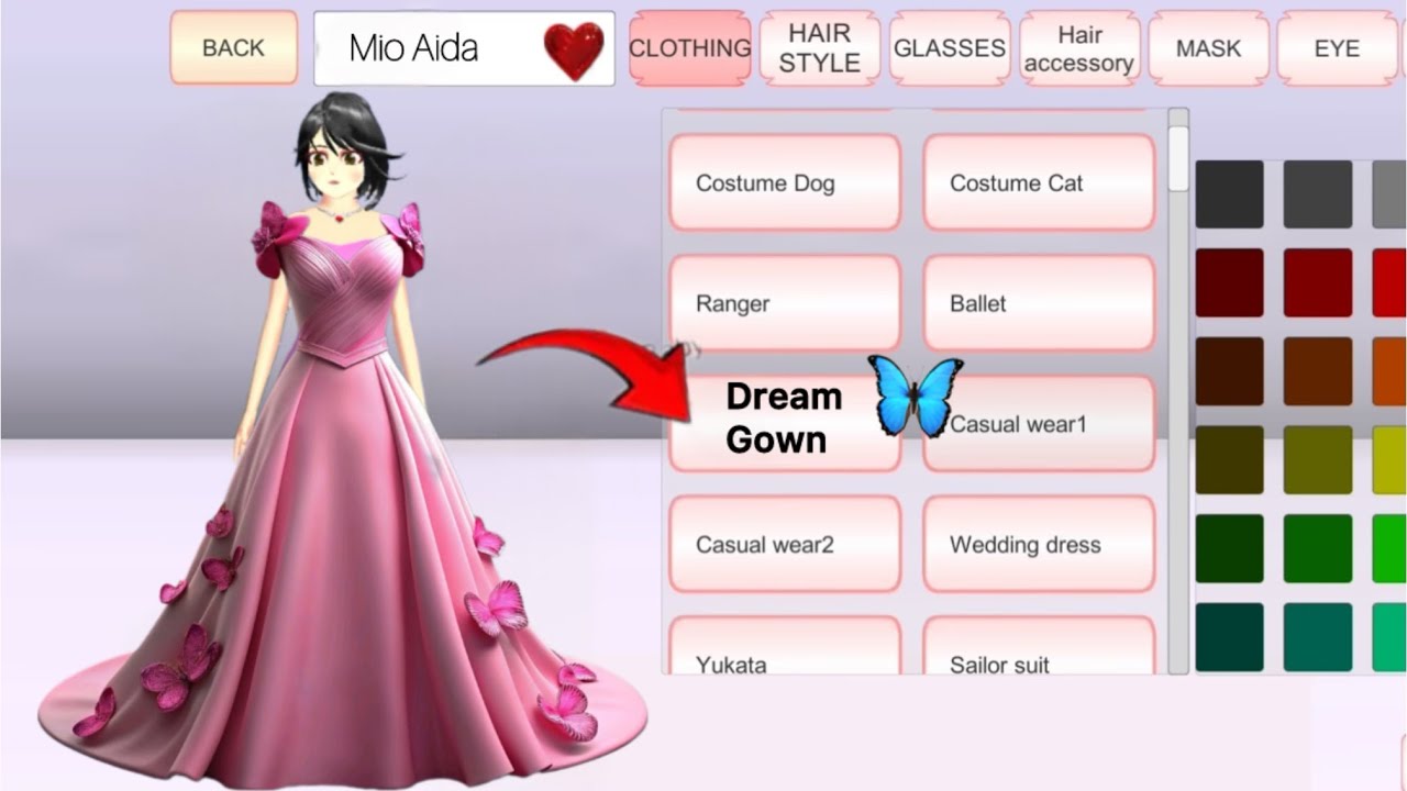 ✨Mio Aida New Princess Gown | Sakura School Simulator | Party Dress | Easy Tutorial Video 🎀