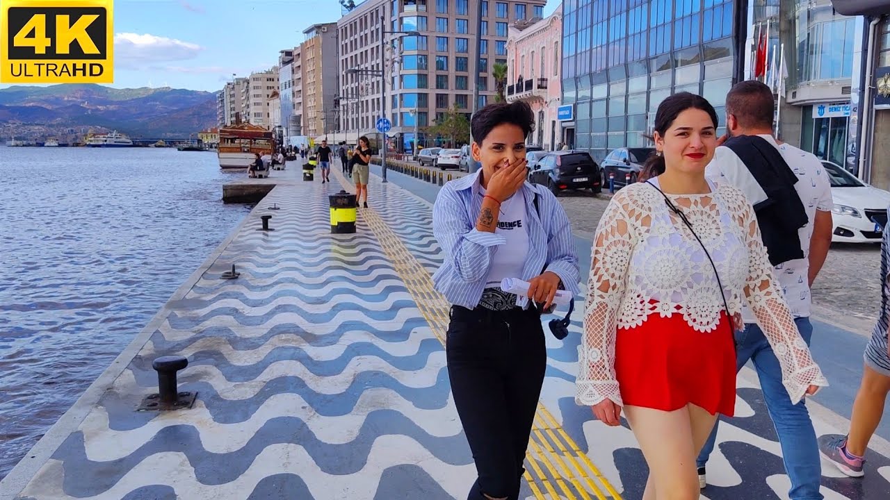 Izmir Konak Clock Tower - Alsancak Kordon Boyu Walking Tour | 4K UHD |
