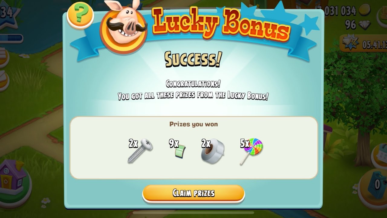 Hay day lucky bonus success!