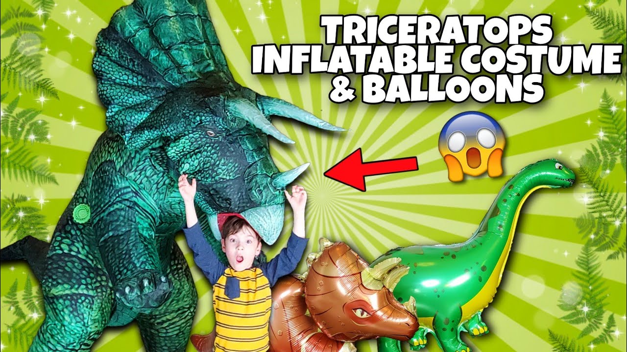 Triceratops Inflatable Costume Battle & Dinosaur Balloons!  New Halloween 2020 Amazon