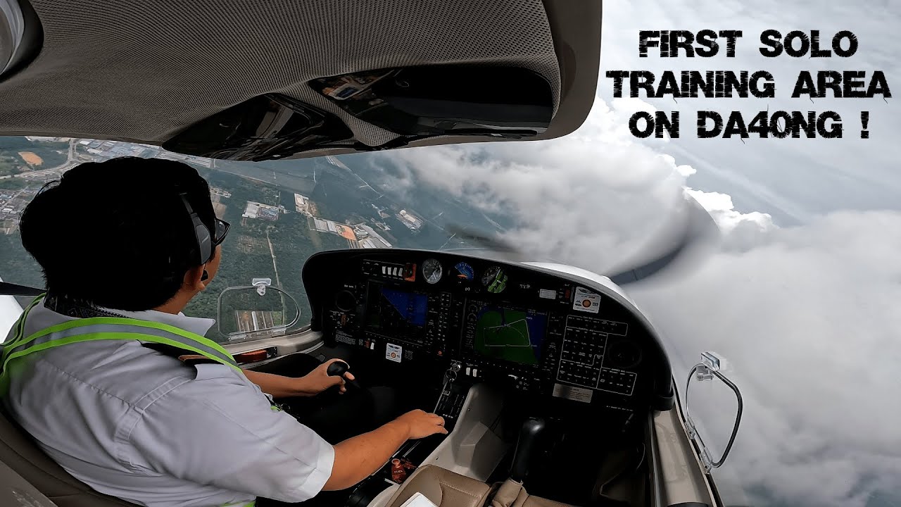 [GoPro HD] First Solo Flight Training Area WMKJ | DA40NG | ATC Subtitles
