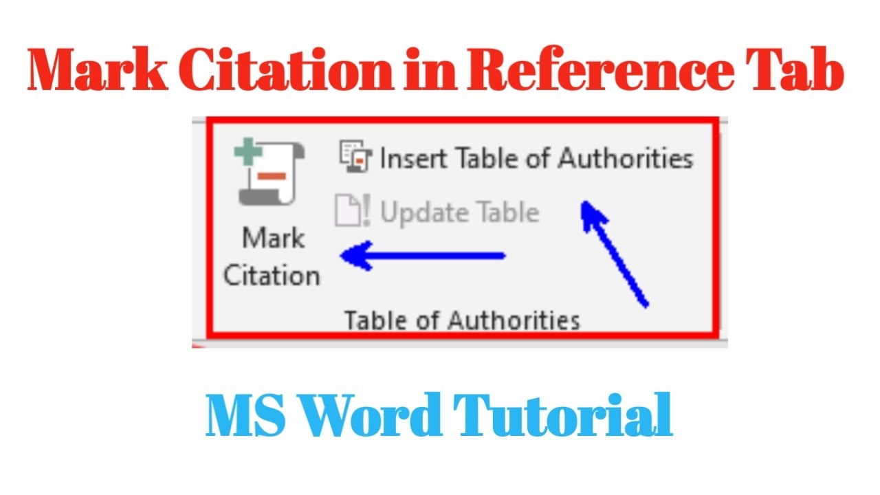 Mark Citation in Reference Tab - MS Word Tutorial in Hindi