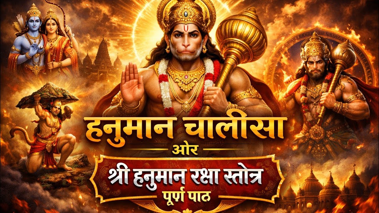 हनुमान चालीसा और श्री हनुमान रक्षा स्तोत्र | Powerful Hanuman Path | संकट से रक्षा | Bhakti Video