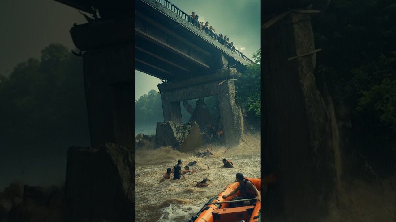 Moment the Bridge Almost Swept Away by Heavy Floods!🌊