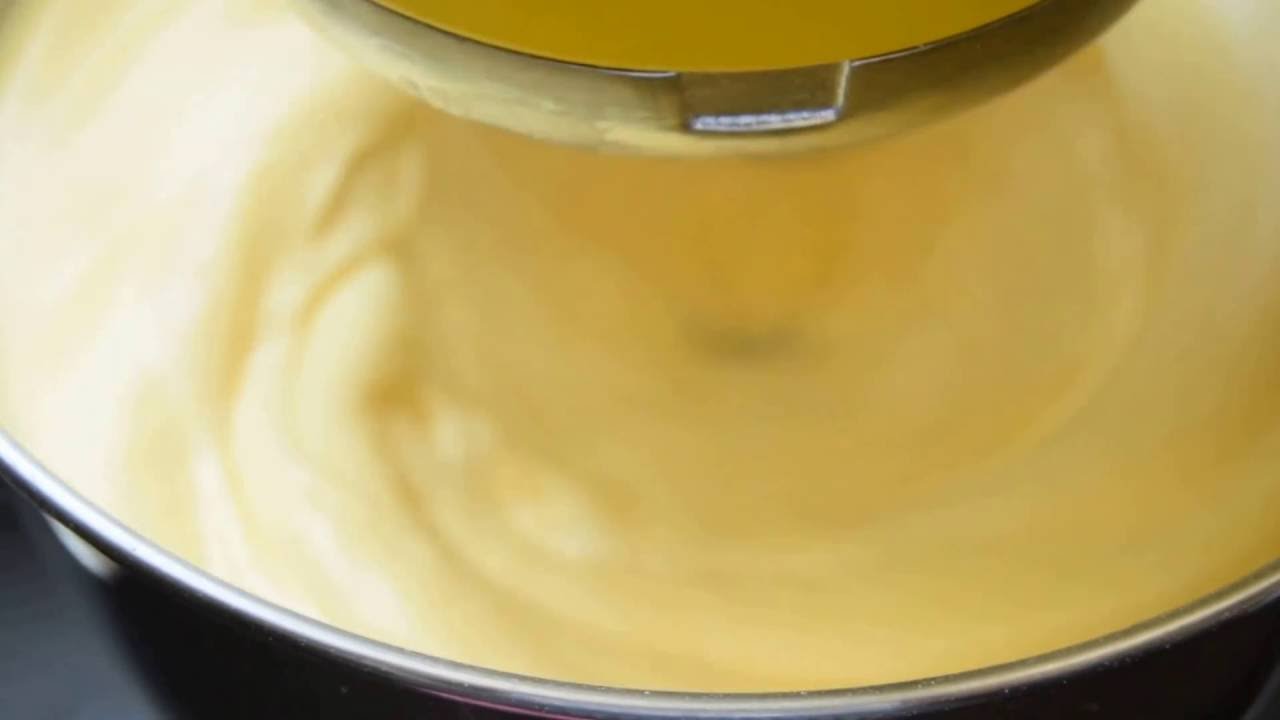 Beating Eggs with Sugar Until Ribbon Consistency.
