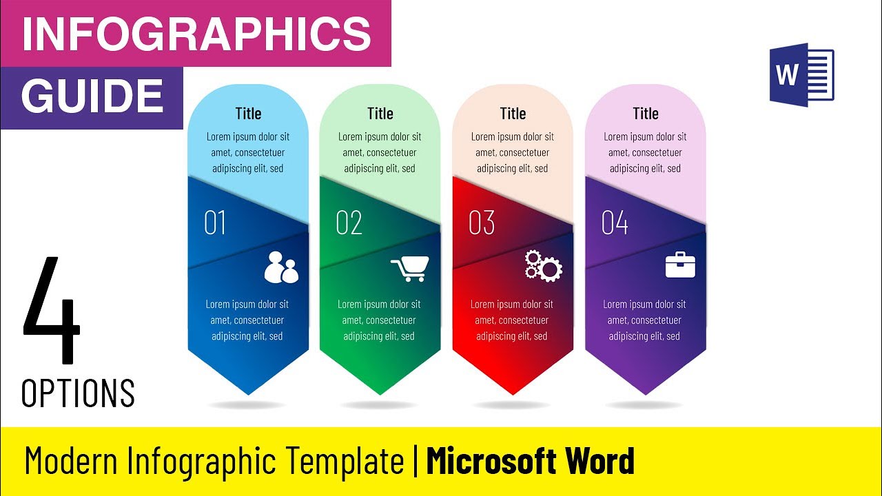 Tutorial: How to Create Four Options Modern Design Infographic Template in Microsoft Word