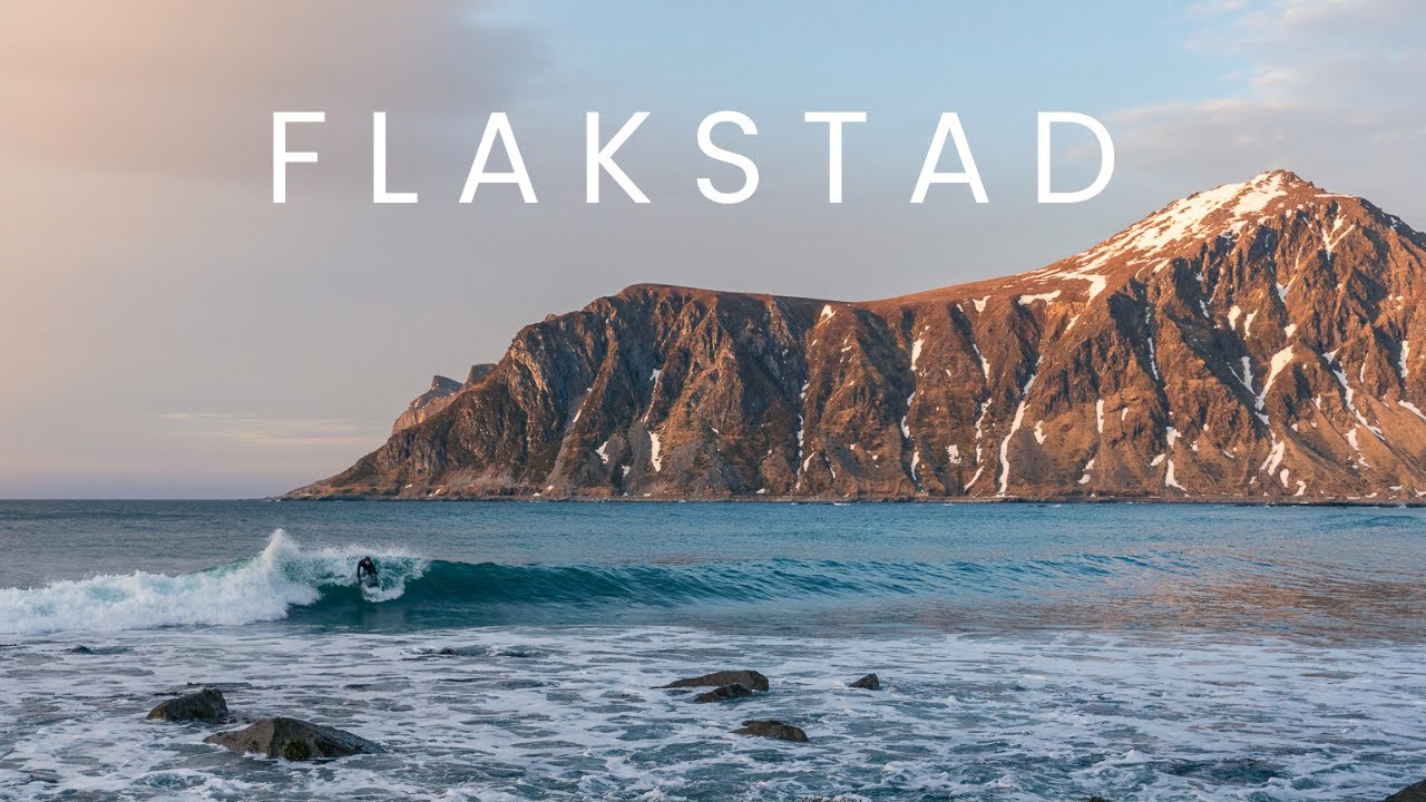 Surfing in the Arctic. Flaskstad, Lofoten.