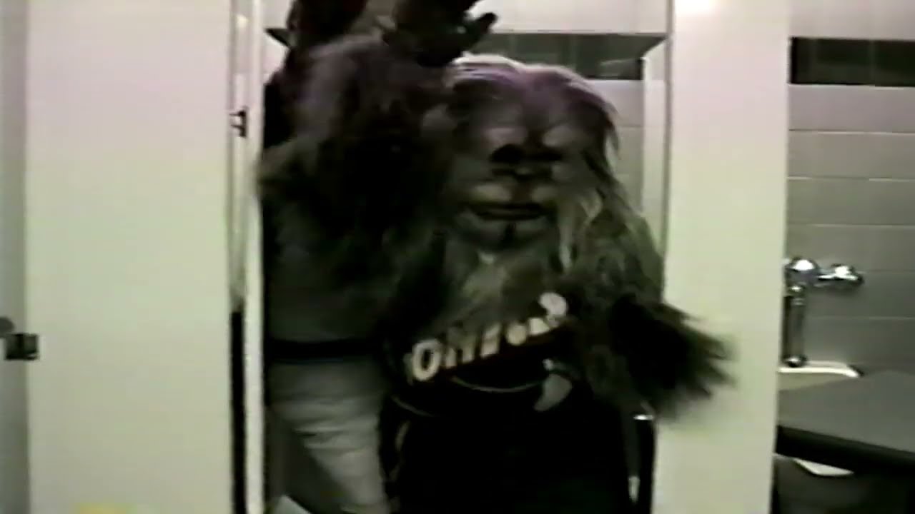 Utah Jazz Bear gives Seattle Supersonics Squatch a Swirlie