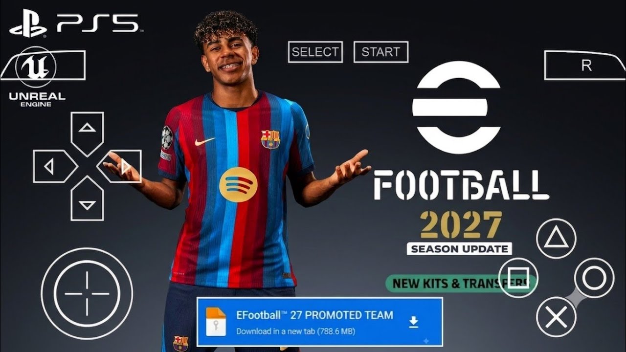 eFootball PES 2027 PPSSPP Скачать | Камера PS5 | Реалистичные лица | Новая форма и трансферы 2027